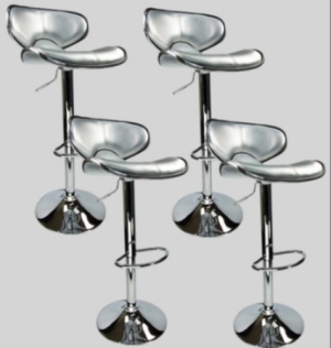 SaferWholesale 4 Swivel Silver Retro Leather Modern Adjustable Hydraulic Bar Stool Bar stool