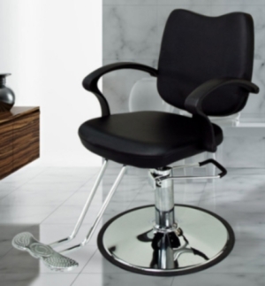 SaferWholesale Black Leather Modern Hydraulic Barber Chair With Chrome Footrest