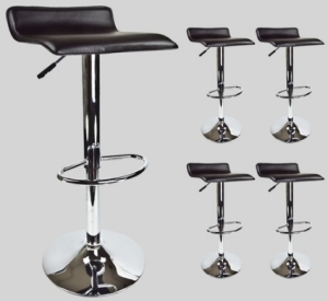 SaferWholesale 4 Black Swivel Seat Modern Bombo Chair Pub Chrome Barstools