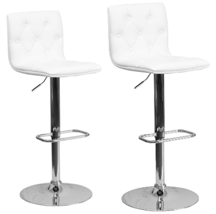 SaferWholesale 2 White Swivel Leather Modern Adjustable Hydraulic Bar stools