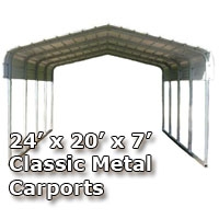 SaferWholesale 24'W x 20'L x 7'H Classic Metal Carport