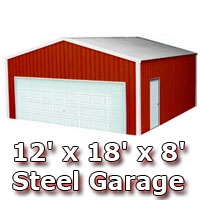 SaferWholesale 12' x 18' x 8' Steel Metal Enclosed Building Garage