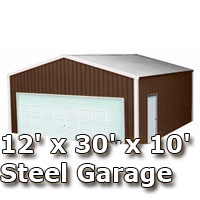 SaferWholesale 12' x 30' x 10' Steel Metal Enclosed Building Garage