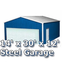 SaferWholesale 14' x 30' x 12' Steel Metal Enclosed Building Garage