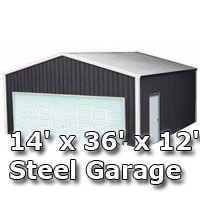 SaferWholesale 14' x 36' x 12' Steel Metal Enclosed Building Garage