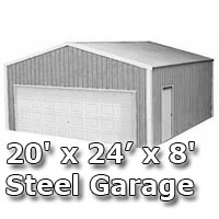 SaferWholesale 20' x 24' x 8' Steel Metal Enclosed Building Garage