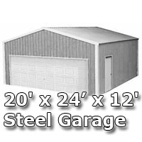 SaferWholesale 20' x 24' x 12' Steel Metal Enclosed Building Garage