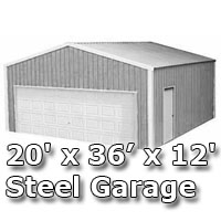 SaferWholesale 20' x 36' x 10' Steel Metal Enclosed Building Garage