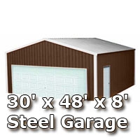 SaferWholesale 30' x 48' x 8' Steel Metal Enclosed Building Garage