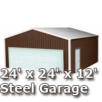 SaferWholesale 24' x 24' x 12' Steel Metal Enclosed Building Garage