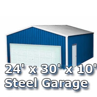 SaferWholesale 24' x 30' x 10' Steel Metal Enclosed Building Garage