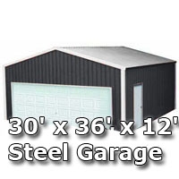 SaferWholesale 30' x 36' x 12' Steel Metal Enclosed Building Garage