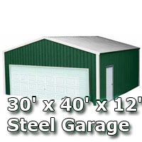 SaferWholesale 30' x 40' x 12' Steel Metal Enclosed Building Garage