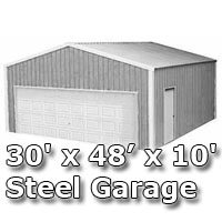 SaferWholesale 30' x 48' x 10' Steel Metal Enclosed Building Garage