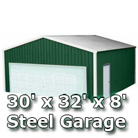 SaferWholesale 30' x 32' x 8' Steel Metal Enclosed Building Garage