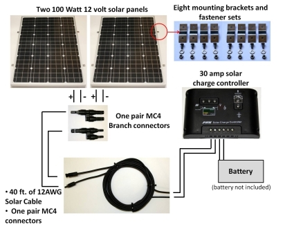 SaferWholesale 200W Solar Panel Complete Kit