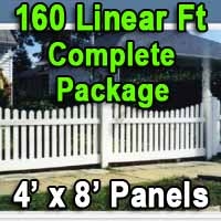 SaferWholesale 4' x 160' PVC Picket Fence Complete Package