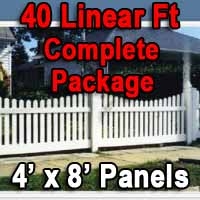 SaferWholesale 4' x 40' PVC Picket Fence Complete Package