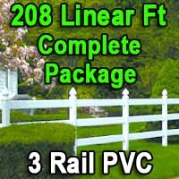 SaferWholesale 208 Feet PVC 3 Rail Post and Rail Fence Complete Package