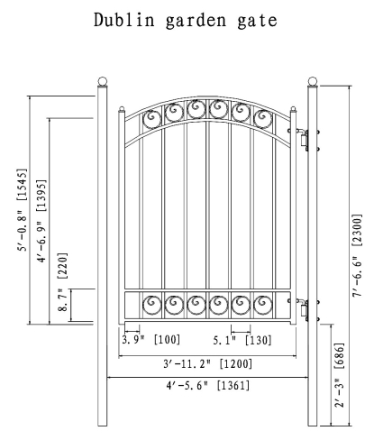 Dublin Steel Pedestrian Garden Gate 5'