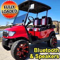 48v Electric Golf Cart Red Alpha Body Club Car Precedent With Custom Seats Rims/Tires Radio & LED Lights