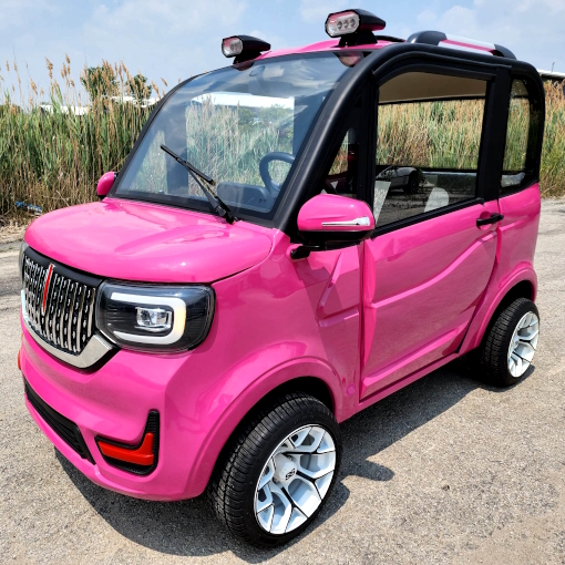 Four Passenger Pink Electric Golf Car Small LSV Low Speed Vehicle Golf Cart  4 Seater 60v Coco Coupe Scooter Car With AC & Heat