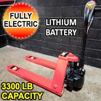 Fully Electric Pallet Jack Lithium Ion Motorized 3,300 lb. Capacity Pallet Truck Stacker - EPT-15E