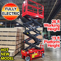 Electric Scissor Lift 26 Foot Working Height 507 LBS Load Capacity Self Propelled Man Lift Jack 110v - Model JCPT0608