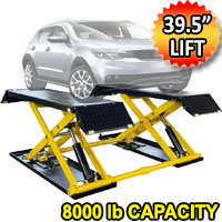 Car Electric Scissor Lift Mid Rise 8,000 LBS Capacity 110V Auto Lift Pneumatic Release Max. Lift Height 39.5"