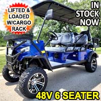 48V Electric Golf Cart 6 Seater Lifted Renegade+ Edition Utility Golf UTV Compare To Coleman Kandi 6p - Blue