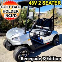 48V Electric Golf Cart 2 Seater Renegade X Edition Golf Cart w/ Golf Bag Holder - SILVER