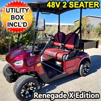 48V Electric Golf Cart 2 Seater Renegade X Edition Golf Cart w/ Utility Box - RED