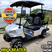 48V Electric Golf Cart 4 Seater Silver Renegade X Edition Utility Golf UTV