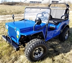 Blue Mini Gas Golf Cart jeep Mini Truck ELITE Edition - Lifted With Custom Rims And Fender Flares