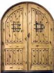 Solid Wood Knotty Alder Arch Double 8' Exterior Door Unit