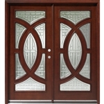 Solid Wood Mahogany 36'' Circular Exterior Double Door Unit