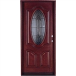 Solid Wood Mahogany 36" Single Oval Pre-Hung Exterior Door