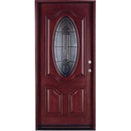 36 Madison Oval Exterior Fiberglass Door - Dark Mahogany - Right Hand  Inswing