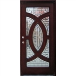 Solid Wood Mahogany 36" Single Circle Pre-Hung Exterior Door