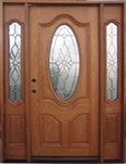 Solid Wood Ash Oval with Sidelights Exterior Pre-Hung Door