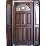 Solid Wood Cherry Half Moon With Sidelights Exterior Pre-Hung Door