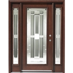 Triple Mahogany Full Lite Solid Wood Entry Door