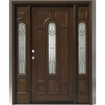 Triple Teak Center Arch Solid Wood Entry Door Unit