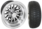 Brand New Lifted Golf Cart Tires and 10" RHOX Phoenix Machined Wheels Set