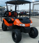 EZGO 48 Volt Rxv Orange & Black Golf Cart 2 Tone Seats 6" Lift
