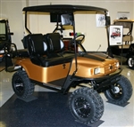 EZ-GO Custom Black and Gold Lifted Electric Golf Cart