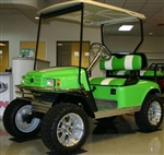EZ-GO Custom Monster Lime Green and White Electric Lifted Golf Cart