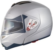 Adult Silver Modular Motorcycle Helmet (DOT Approved)