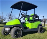 Lime Green 48v Electric Golf Cart With Custom Rims And Street Legal Light Package