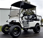 EZ GO TXT Gas Golf Cart Lifted w/ Rear Flip, Custom Rims & Tires - Silver